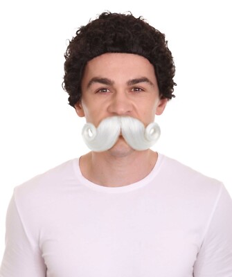 Men's  Stylish Moustache Set , White Cosplay Facial Hair, M-1203-WT