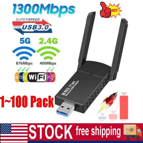 USB 3.0 WLAN WIFI Adapter 1300Mbps Long Range Dongle Dual Band Netzwerk Posten