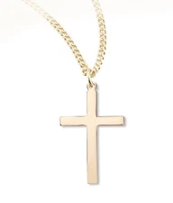 Medium 16kt Gold Plated 925 Sterling Silver Plain Classic Cross Pendant Necklace