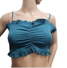 Urban Outfitters Harrison Ruched Cropped Cami Teal Blue