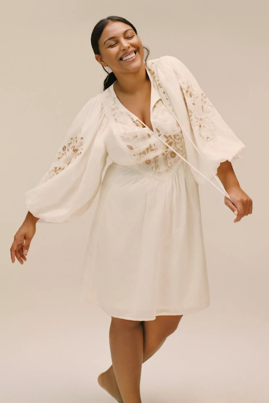 viveka embroidered lace mini dress