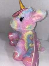 Barbie Dreamtopia Unicorn Plush Pastel Pink Tie Dye Talks Lights Up Doll Toy