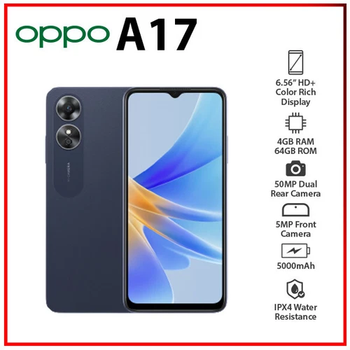 New&amp;amp;amp;Unlocked OPPO A17 BLACK 464GB GLOBAL Ver. Dual SIM Android Cell Phone