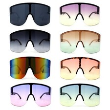 Mono Lens Rimless Oversized Shield Plastic Half Rim Sunglasses