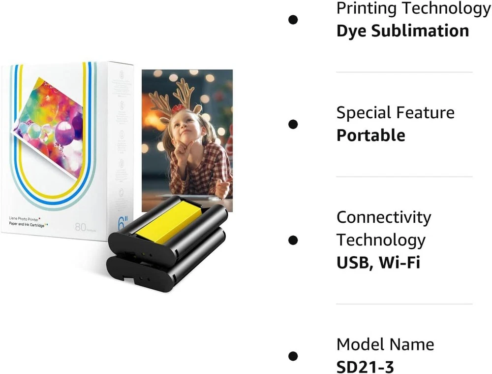 Liene Photo Printer Paper & Ink Cartridge (80 sheets + 2 Ink Cartridge)