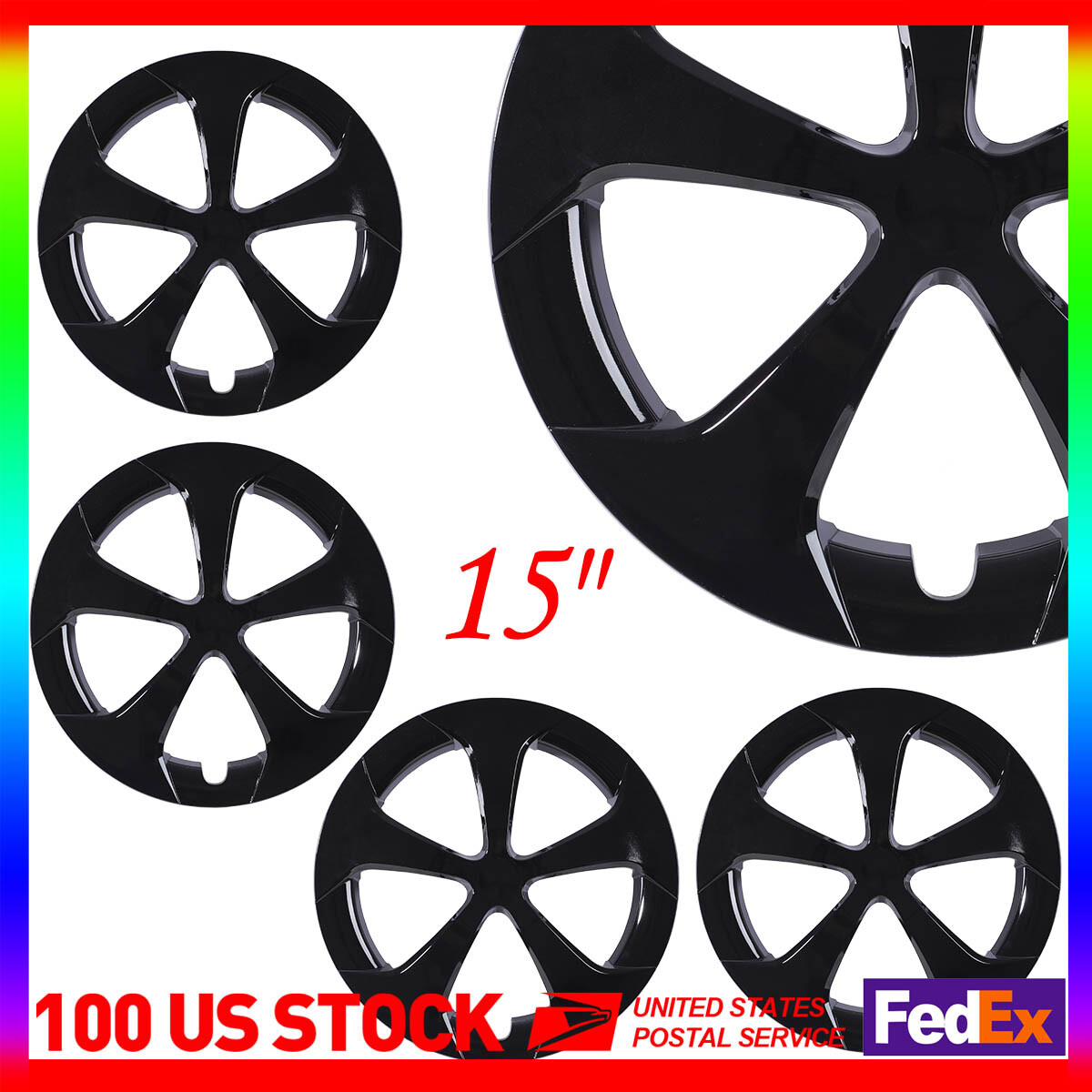 4PCS 15-Inch Black Snap-On Hubcaps for Toyota Prius 2010-2015 R15 Wheel Covers