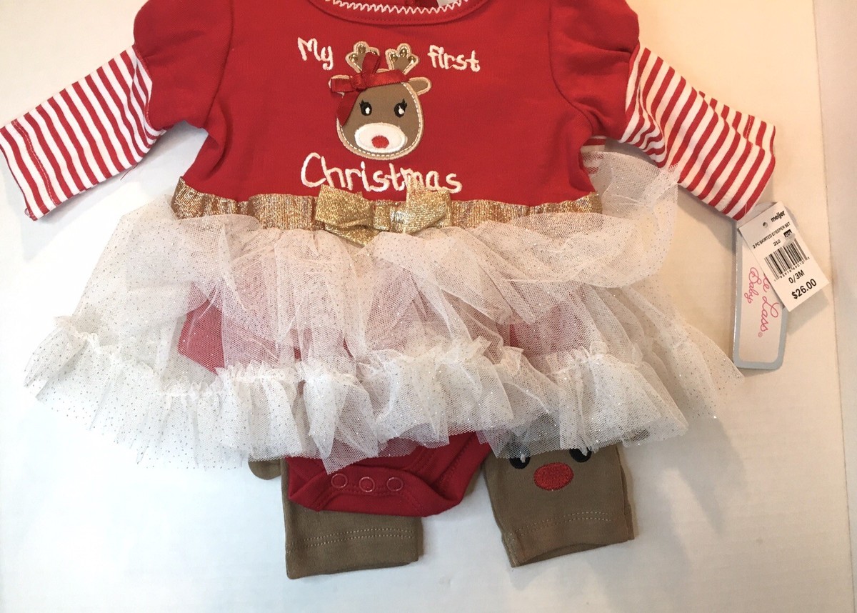 My First Christmas Outfit L/S Tutu Shirt Leggings Girls