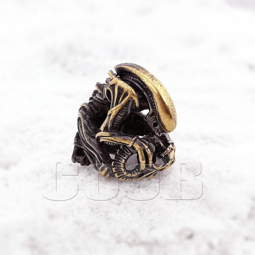 UNIQUE Bronze Bead Beads Charm Pendant ALIEN for Knife Lanyard Paracord Bracelet - Picture 8 of 11