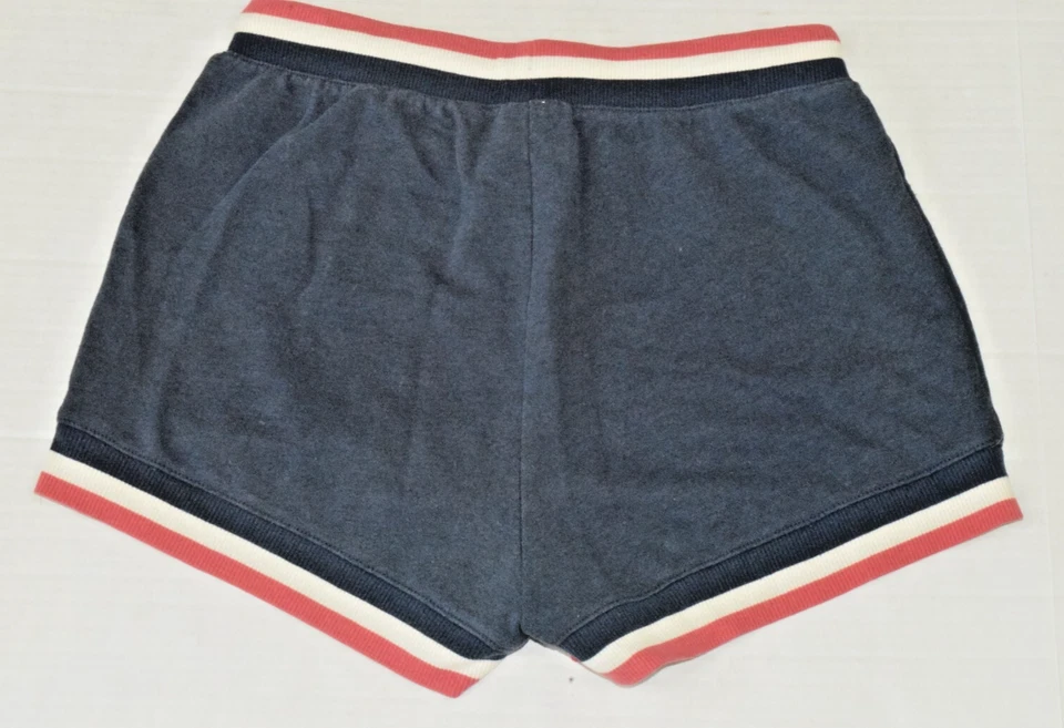 Vintage Shorts Junk Food Size M 90s Red White Blue Terrycloth Peace Sign Patch - Image 2 of 4