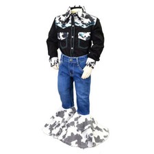 New Girl's Cowgirl Hardware COW PRINT RUFFLE BELL BOTTOM WESTERN JEANS 6 Sizes 