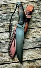 CUSTOM HANDMADE CARBON STEEL FULL TANG SURVIVAL HUNTING BOWIE KNIFE FUX BLADE