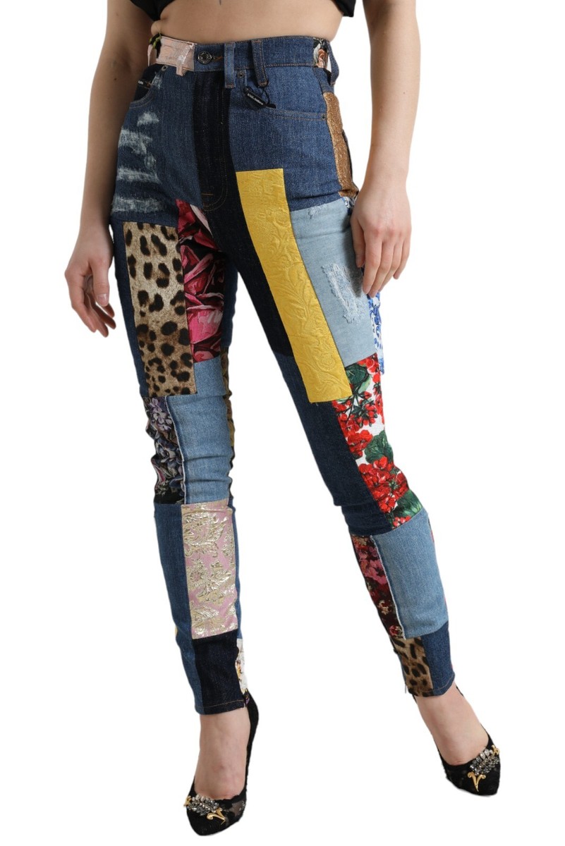 DOLCE & GABBANA Jeans Multicolor Patchwork GRACE Skinny