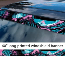 60" Great Wave Kanagawa JDM Style Sun Strip Printed Windshield Car Vinyl Sticker