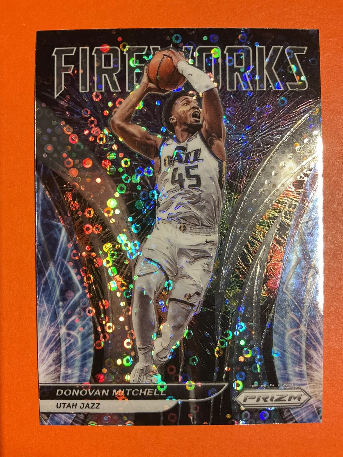 2021-22 Prizm Donovan Mitchell Fireworks Fast Break Prizm #10 Utah Jazz