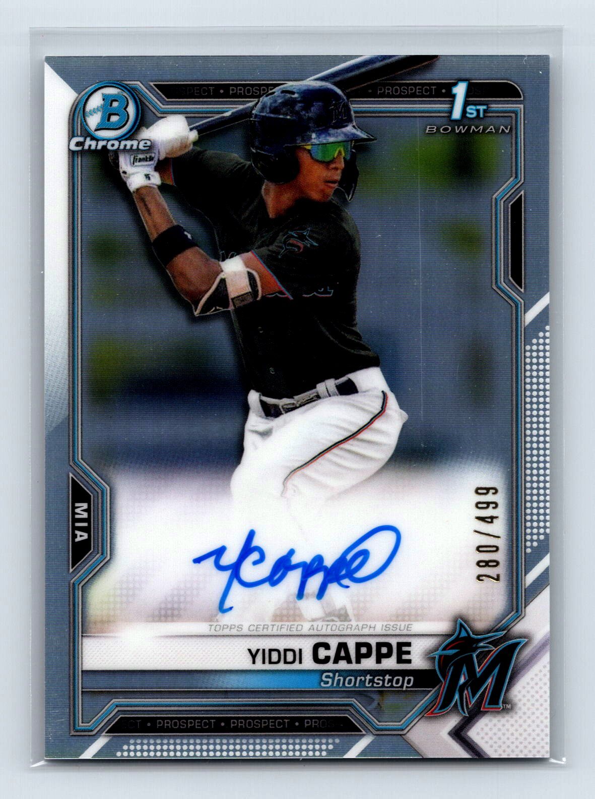 Yiddi Cappe 2021 Bowman Chrome #CPA-YC Prospect Autographs Refractor Auto #/499