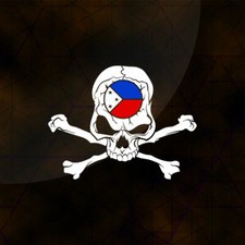 Filipino Pinoy Skull Vinyl Die Cut Car Decal Sticker 6.75" w Philippine Flag RL