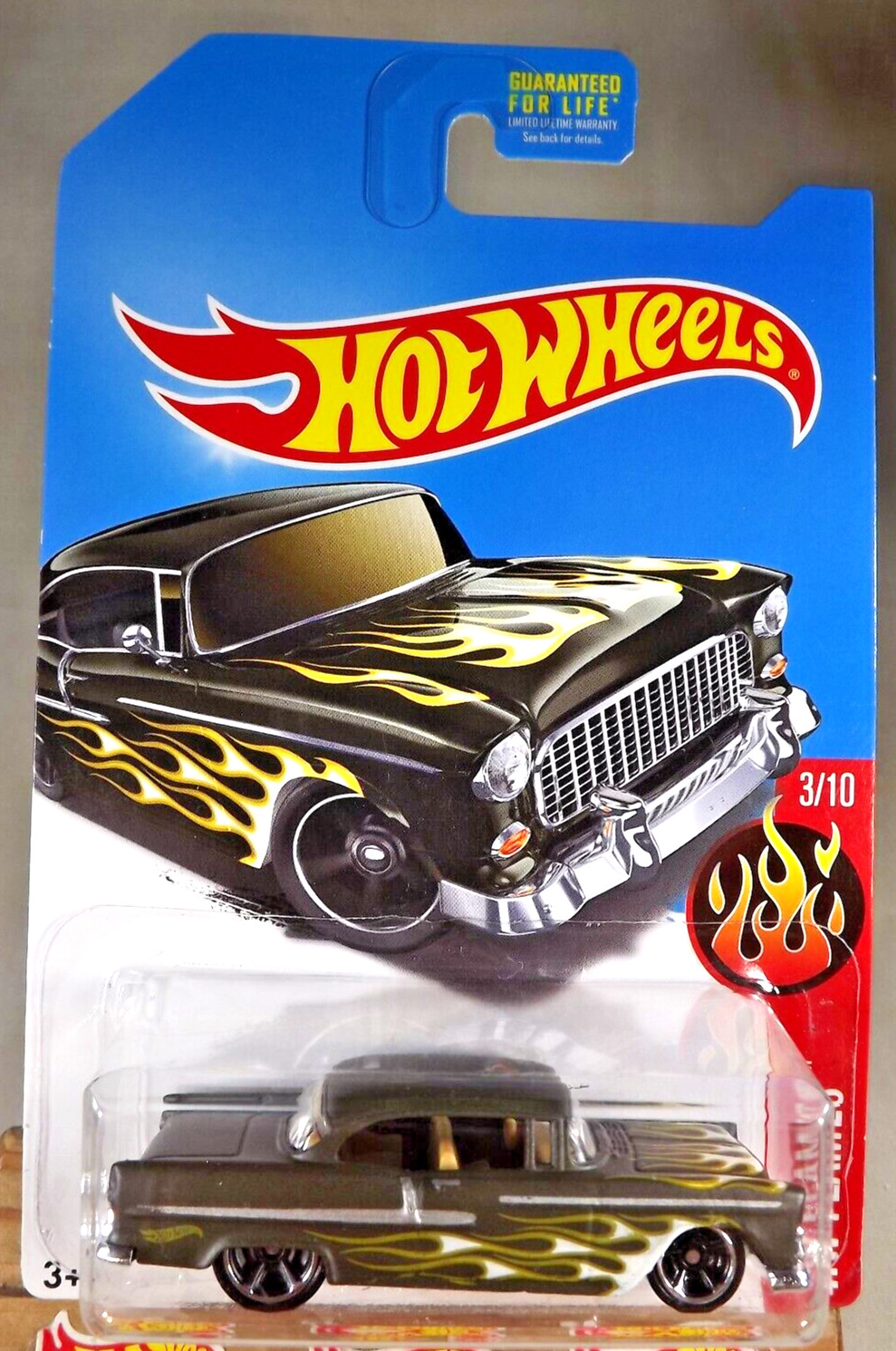 2017 Hot Wheels Kmart Exclusive HW Flames 3/10 '55 CHEVY Flat Green w/BlackMC5Sp
