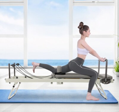 Foldable Pilates Reformer Machine, Multifunctional Yoga Fitness Equipment