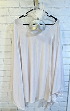 Halloween Angel Costume Pre-Owned White Velvet Dress Bat Wing Sleeve Mask M/L