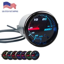 2 Turbo Boost Gauge Tinted 7 Color 0-30 Psi Pressure Vacuum Turbo Meter 52mm