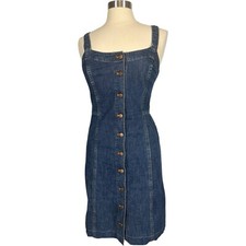 MADEWELL Womens Size 4 Denim Button-Front TANK Sun Dress Sleek Shank Buttons