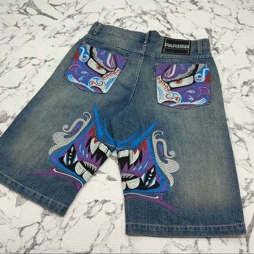 Pantalones cortos de mezclilla para hombre Parish Mid Blue | Purple Dragon nuevos con etiquetas - Imagen 5 de 6
