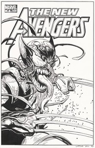 Venom Wolverine New Avengers 35 Cover Recreation Original art Spiderman xmen