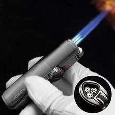 Jobon 307 Triple Torch Lighter w/Cigar Punch Windproof  gift box In Gun metal
