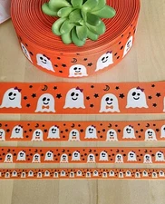 3/8, 5/8, 7/8 & 1.5" (1 YD) Ghost Ribbon Halloween Spooky Phantom Spirit