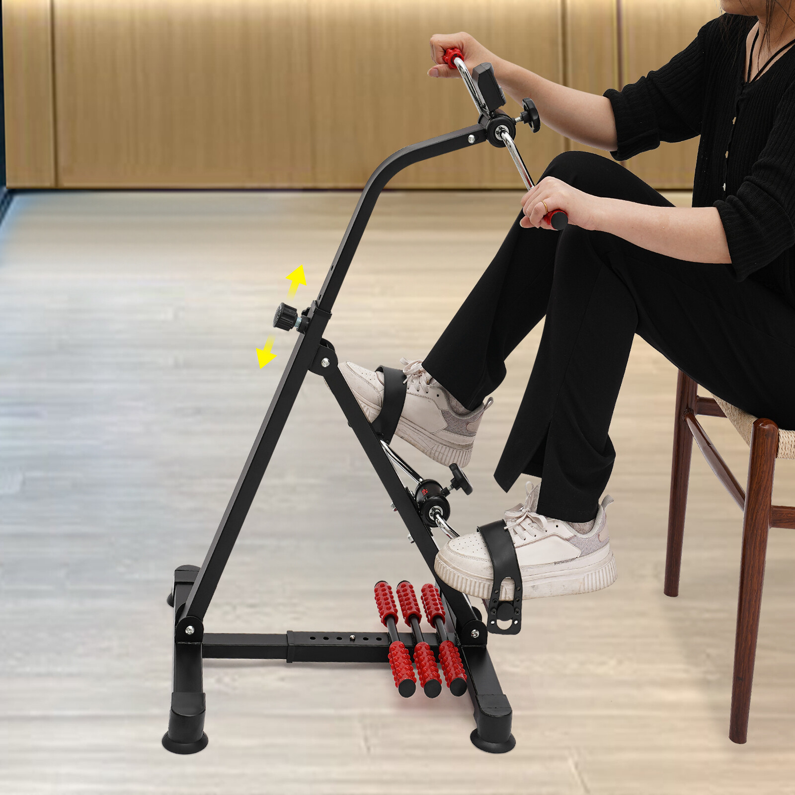 Portable Black Pedal Exerciser Bike with LCD Display for Home Fitness