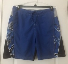 Speedo Men s Blue Black Swimming Swim Trunks Shorts Tie Front Size XG