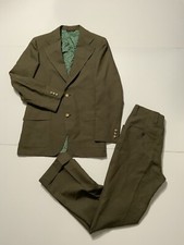 Vintage Cricketeer Karstens Union Made Olive Polyester 2PC Suit Jacket  Pants