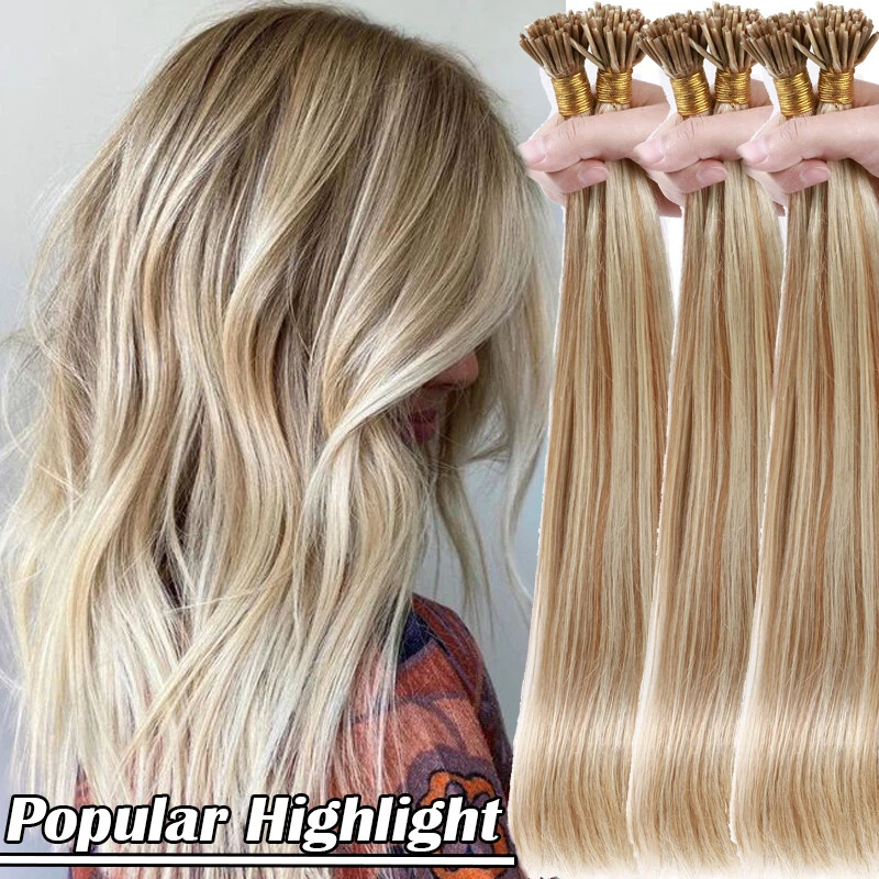 Extensiones de cabello humano 8A 300 hebras punta en I Remy micro anillo cuentas enlace 150 g Foto 3 de 4