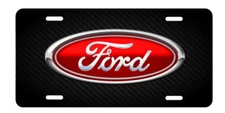 FORD RED OVAL Inspired Art on Simulated Carbon Fiber Aluminum License Plate