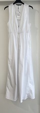 ZARA WHITE COTTON ZIPPED MIDI POPLIN DRESS WITH SIDE POCKETS SIZE S BNWT