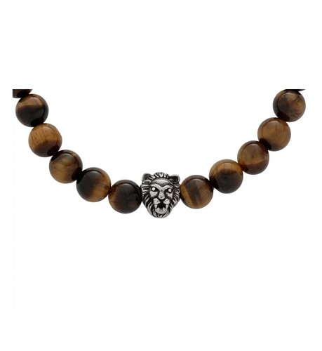 Revere Herren Armband Edelstahl Tigerauge Löwenkopf - Bild 3 von 3