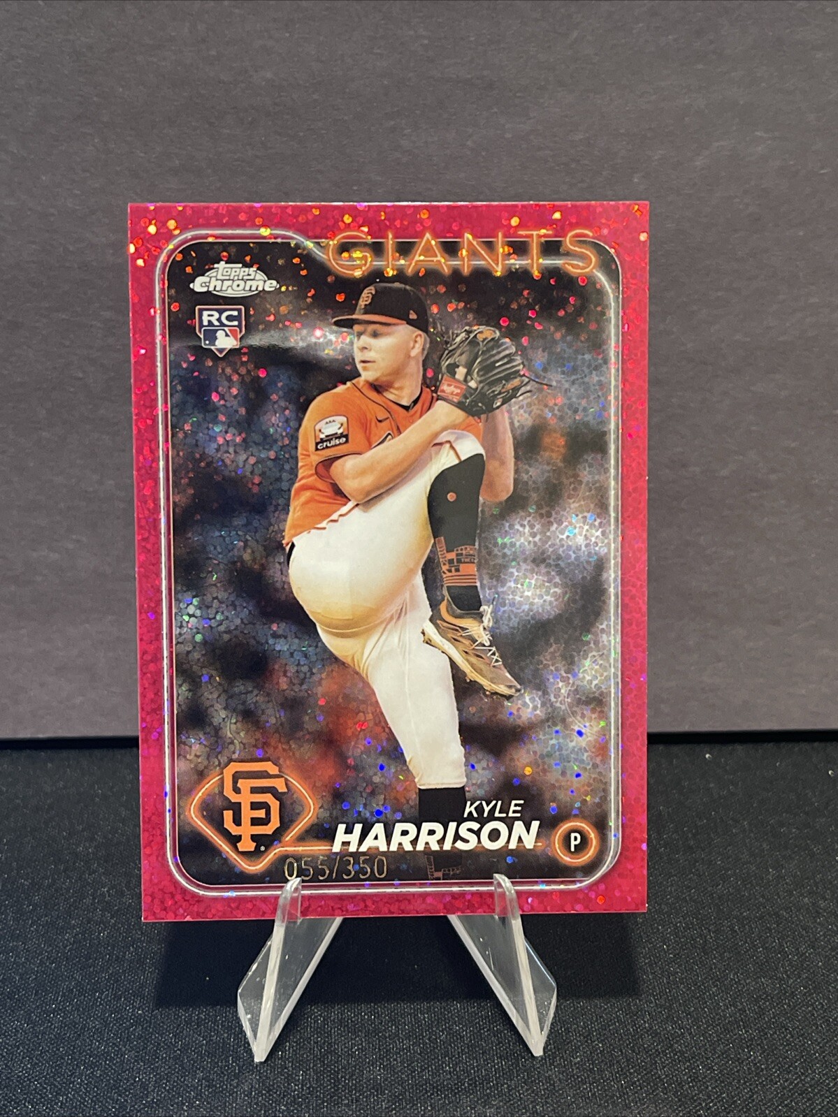 2024 Topps Chrome-Kyle Harrison RC #191 Magenta Speckle Refractor 55/350