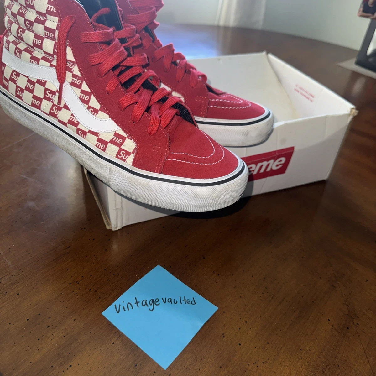 Supreme x Vans Sk8- Pro High Checkered Red for sale | eBay