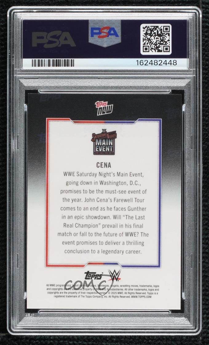 2025 Topps Now WWE Saturday Night's Main Event Poster /16552 John Cena PSA 10 view 2