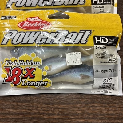 Berkley Powerbait Pre-Rigged Swim Shad Soft Bait 4'' 7/16oz HD Blueback Herring