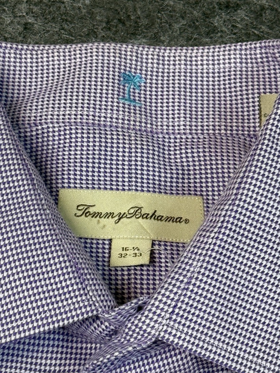 Tommy Bahama Dress Shirt Mens 16-1/2 32-33 Purple Striped Button