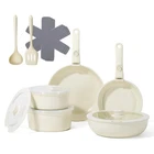 16Pc Ceramic Nonstick Cookware Set Detachable Handle Induction Frying Pans Sauce