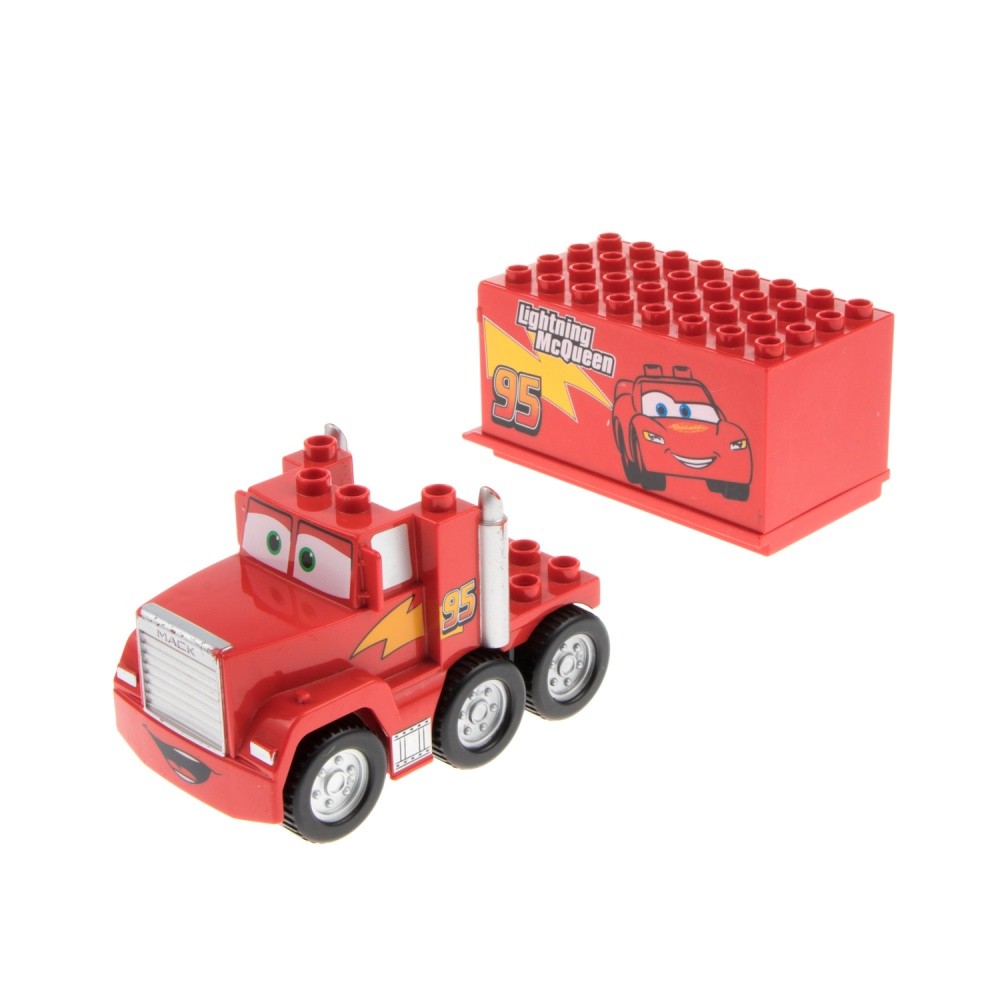 1x Lego Duplo Vehicle Truck B-Ware Worn Out Red Lightning McQueen 89411pb01c01