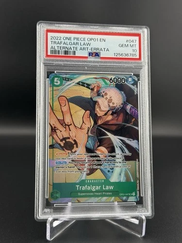 Trafalgar Law Alt Art Errata Foil 2022 One Piece EN OP01-047 Romance Dawn PSA 10