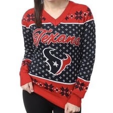 NFL Houston Texans Football Christmas Sweater XL Preowned Womans Klew Navy Nice