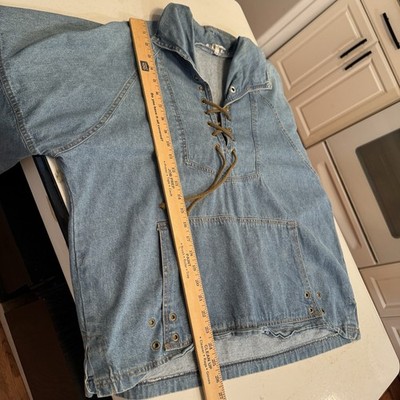Lew Magram Denim Pullover Jacket Womens Sz Large Long Sleeves