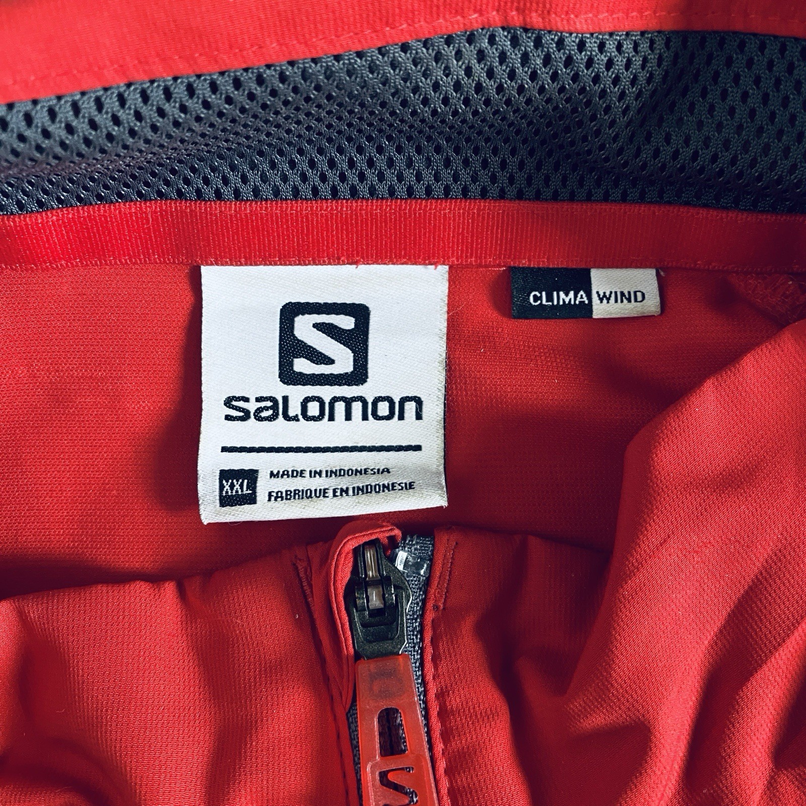 Giacca a vento leggera Salomon rosso grigio clima vento full zip 2XL usata in ottime condizioni