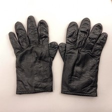 Retro Black Leather Acrylic Lined Winter Dress Glove