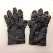 Retro Black Leather Acrylic Lined Winter Dress Glove