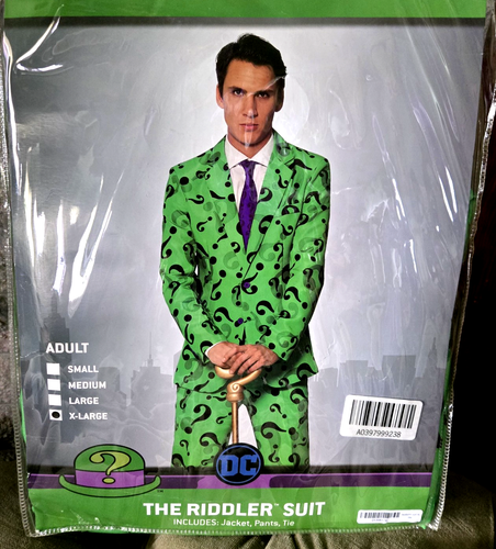 DC Comics The Riddler Green Suit Halloween Costume Men's XL Excellent ...
